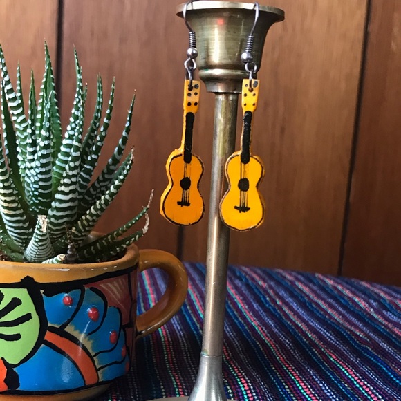 Jewelry - Hand painted guitar earrings